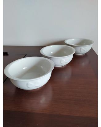Set tre ciotoline di porcellana bianca