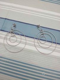 Orecchini Pendenti Cerchi Concentrici Argento 925