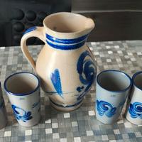 Brocca e 6 bicchieri gres Möhl- Steingutbecher