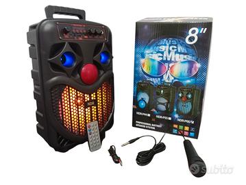 Cassa bluetooth portatile karaoke 300 watt pmpo 