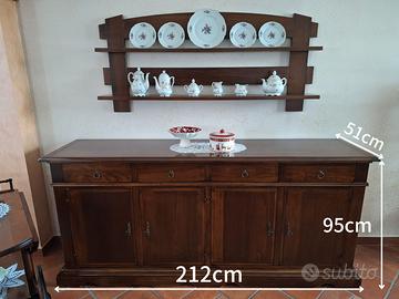 CREDENZA con PIATTAIA in LEGNO ARTE POVERA