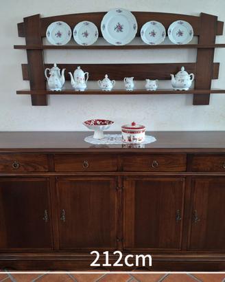 CREDENZA con PIATTAIA in LEGNO ARTE POVERA