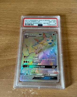 Pokémon Lycanroc GX Secret Rare 155/147 PSA 8 BS