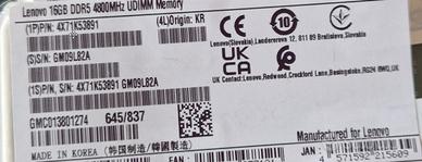 Lenovo 4X71K53891 Ram 16GB 4800Mhz DDR5