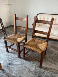 6 sedie legno massello impagliate