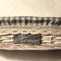 Cestino vimini rivestimento in tessuto - 40x20x9