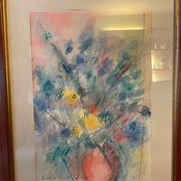 Set quadro vaso di fiori firmato