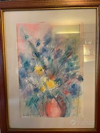 Set quadro vaso di fiori firmato