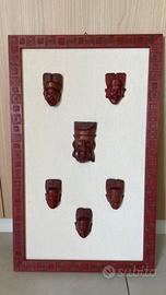 Quadro con maschere orientali artigianali