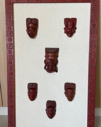 Quadro con maschere orientali artigianali