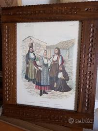 stampa costumi sardi con cornice in stile