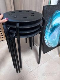 Nr. 4 SGABELLI IKEA NERO IN PLASTICA IMPILABILI