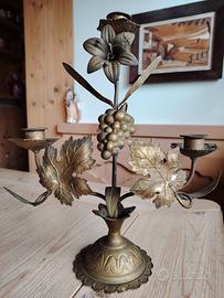 Antico candelabro da altare  ottone / giglio 1800