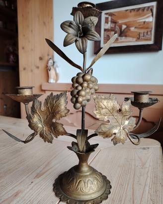 Antico candelabro da altare  ottone / giglio 1800