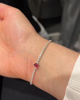 Bracciale Tennis con Cuore Rosso. Pandora