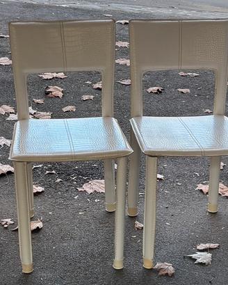 Set 4 Sedie Tomasucci pelle bianca stampa cocco