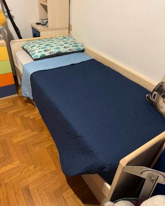 Letto singolo con doppio materasso estraibile