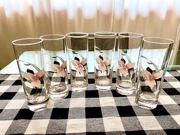 6 bicchieri alti stile retrò