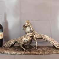 Grande scultura firmata coppia di fagiani