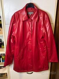 Giacca Trench Rosso Anni '90 Ecopelle
