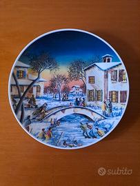 Richard Ginori piatto naif per Bper Nevicata 2000