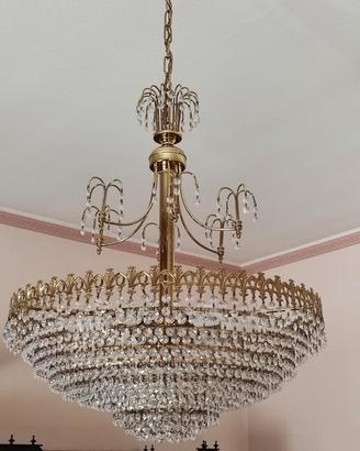 LAMPADARIO IN CRISTALLO + DUE ABAT JOUR