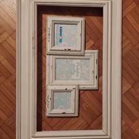 Set cornice e portafoto triplo legno shabby chic 