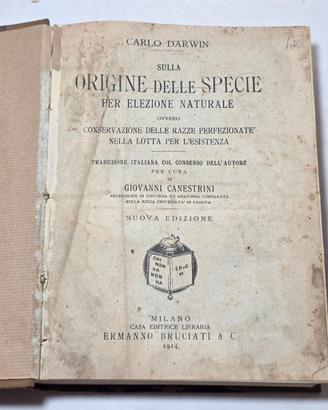 Libro 1914 Darwin Sulla Origine Delle Specie