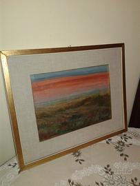 QUADRO TRAMONTO 50x41 PIERO RICCARDI 1963 in corni