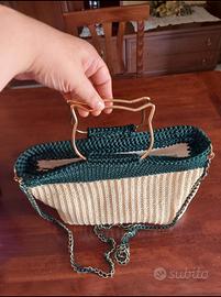 borsa in cordino bicolore doppio indosso 