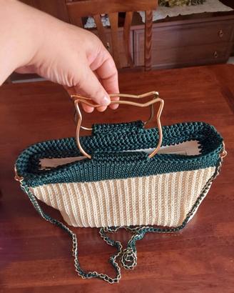 borsa in cordino bicolore doppio indosso 