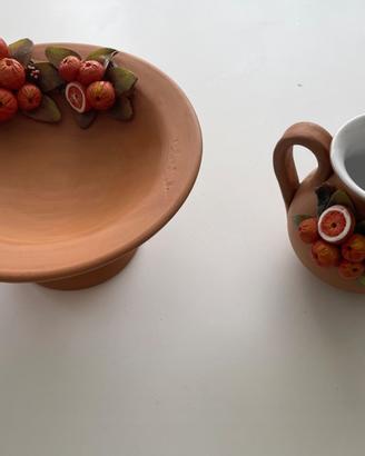 Alzatina e brocca di Nuove Fantasie di Terracotta