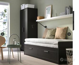 Letto divano con 2 cassetti, nero, 80x200