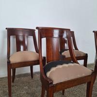 4 Sedie a gondola in mogano stile impero, Francia