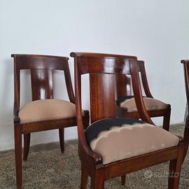 4 Sedie a gondola in mogano stile impero, Francia