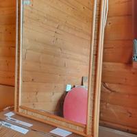 Specchio da bagno legno e vimini con luce