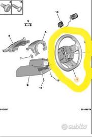Volante sterzo pelle citroen c3 98164324zd