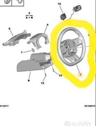 Volante sterzo pelle citroen c3 98164324zd