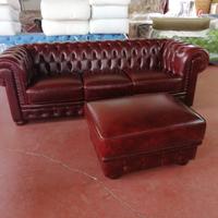 Chester 3 posti LETTO+pouff in pelle vintage wine