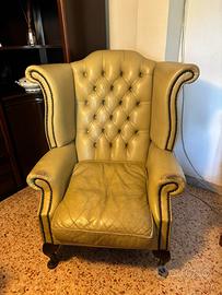 Poltrona Chesterfield QueenAnne in pelle Capitonné