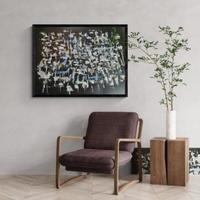 Quadro astratto grande dipinto moderno nero blu gr