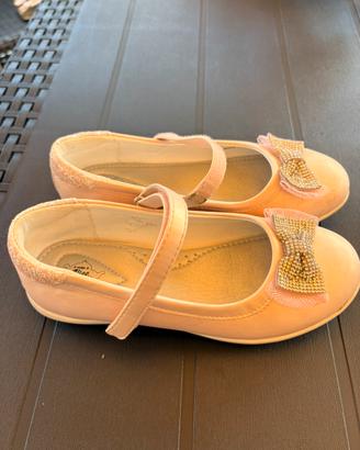 Ballerine bambina rosa con fiocco gioiello – 30