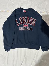 Felpa blu London England con bandiera - Taglia S