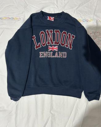 Felpa blu London England con bandiera - Taglia S