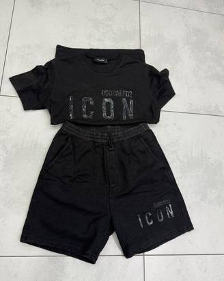 Completo dsquared2 icon bermuda t shirt originale