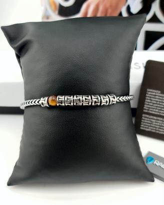 Bracciale maglia intrecciata agata occhio di tigre
