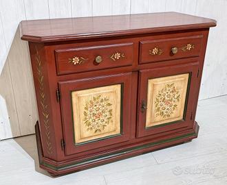 base credenza decorata rossa in abete