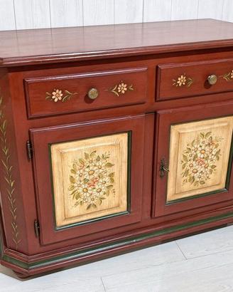 base credenza decorata rossa in abete