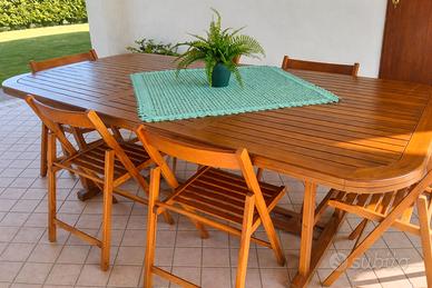 set tavolo sedie legno giardino 
