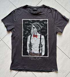 T-Shirt Bershka Nera con Stampa Tg.S - Perfetta
